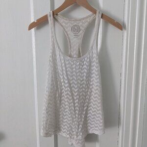 White Herringbone Workout Tank Top